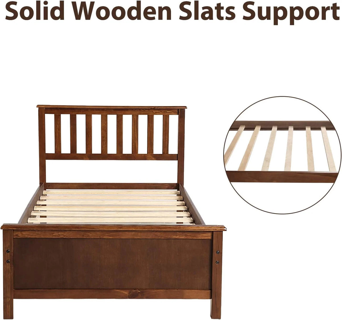 Wood Platform Bed Frame with Headboard and Footboard M6300
