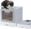 Enclosed Litter Box Large, Foldable Top Entrance Cat Litter Box with Lid, High Sided Litter Box Pack of 2 R626531