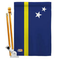 28 x 40 in. Double Sided House Flag Set & Pole Bracket Hardware P1823