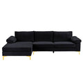 Black Velvet Sectional Sofa U77001