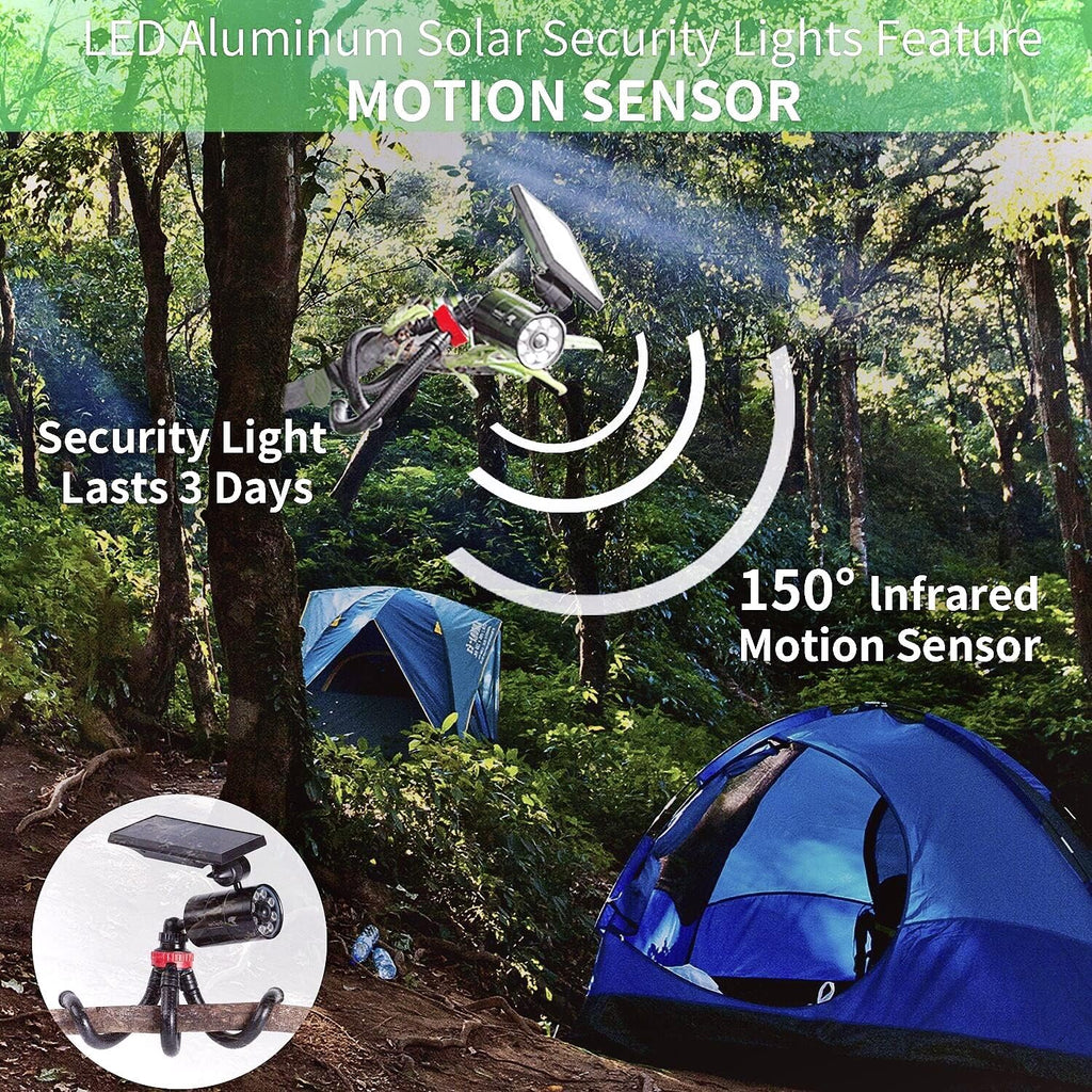 Solar Motion Sensor Outdoor Camping Lights Aluminum of 2, 1400-LM 9W LED Solar Flood Security Spotlights Y496