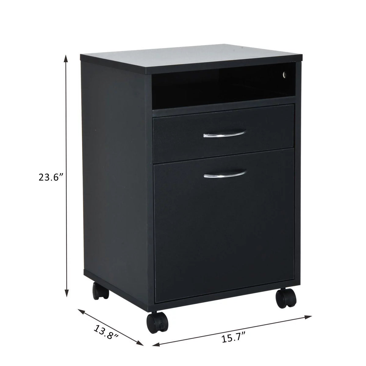 24" Rolling End Table Cart Nightstand Organizer, Black R486659