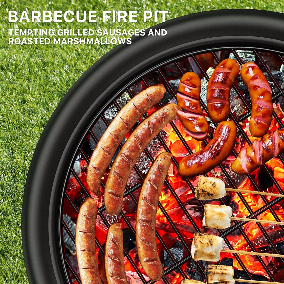 22in Cast Iron Wood Burning Fire Pit with Cooking Grill V353934