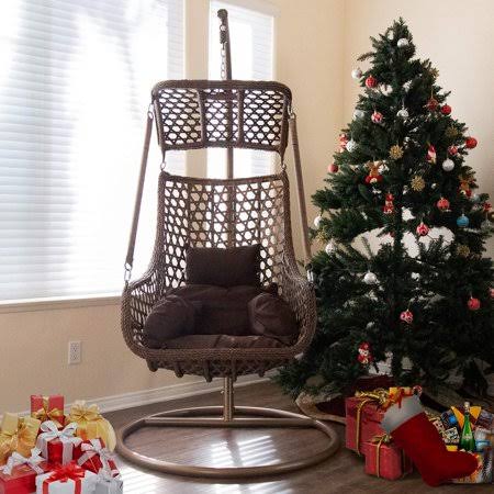 Patio Swing Chair with Mat & Support Frame H3955