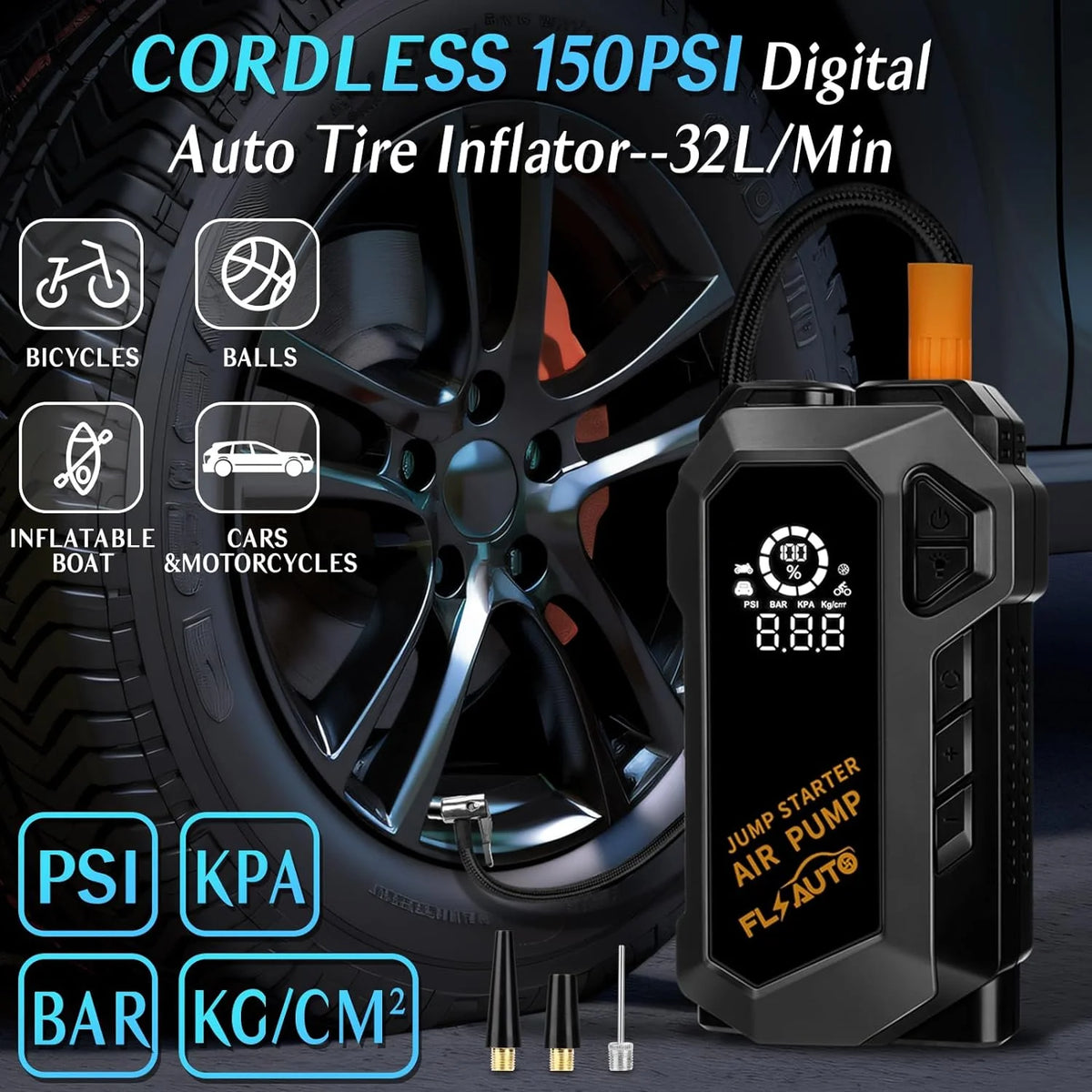Portable 4000A Peak Car Jump Starter with 150 PSI Air Compressor U22417