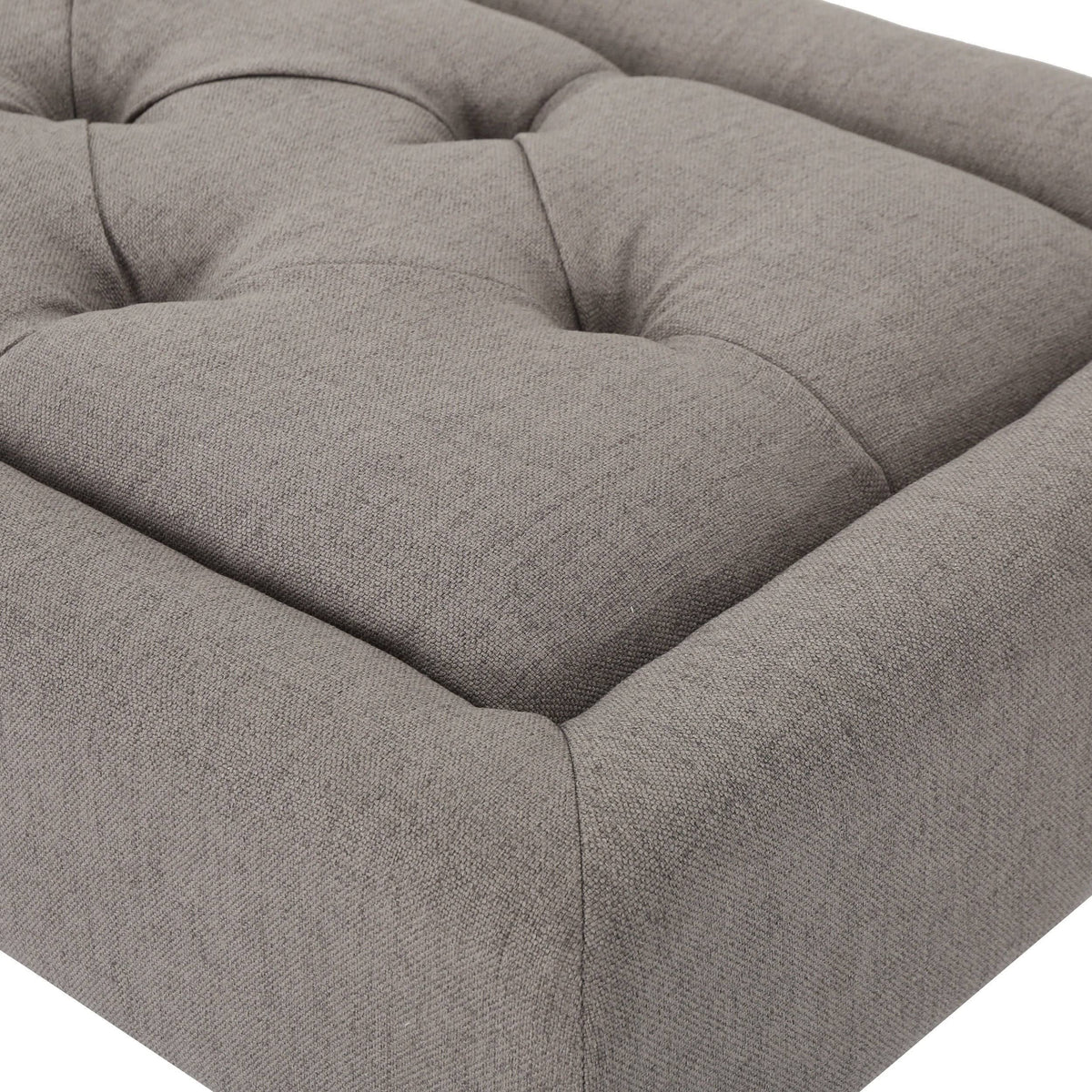 Grey Rectangle Tufted Fabric Ottoman Bench Y413390