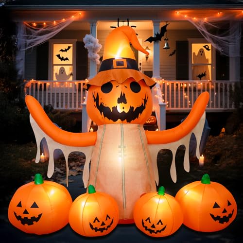 8FT LED Pumpkin Inflatable Halloween Decoration K677835