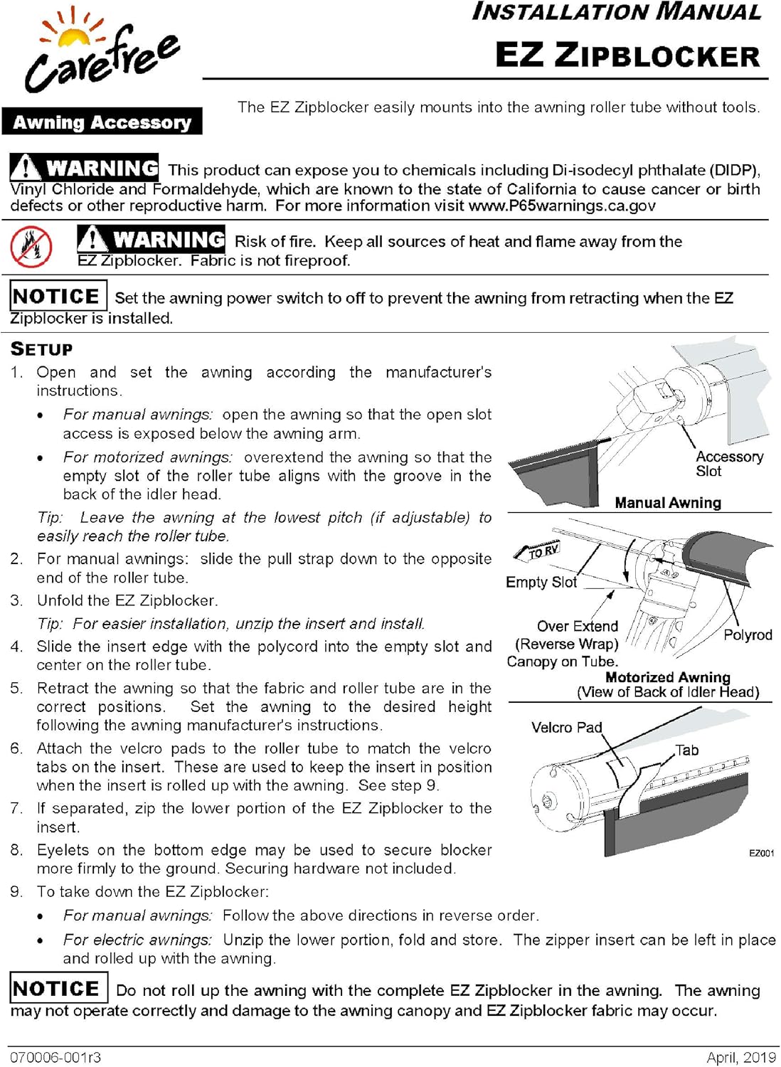 Black 13' x 9' Drop RV Awning M2522