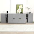 Queen Size Murphy Bed with Shelves, Cabinets and USB Ports, Gray S439958