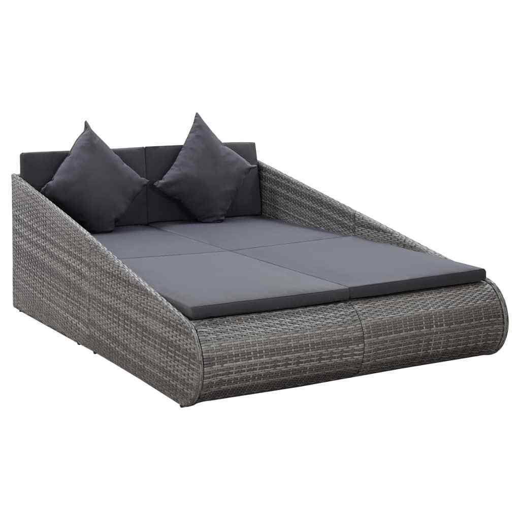Gray Poly Rattan Garden Bed Z397
