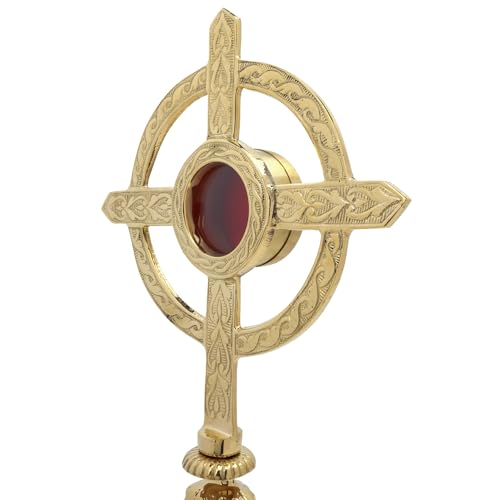 Brass Embossed Celtic Cross Reliquary, 13 x 8.75 Inches L431