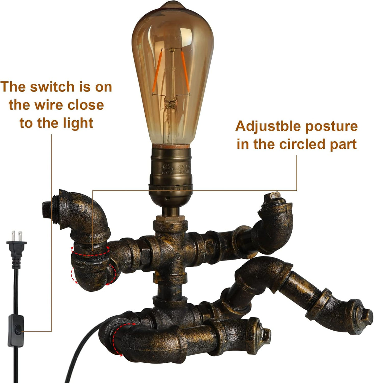 Bronze Metal Pipe Robot Table Lamp L701