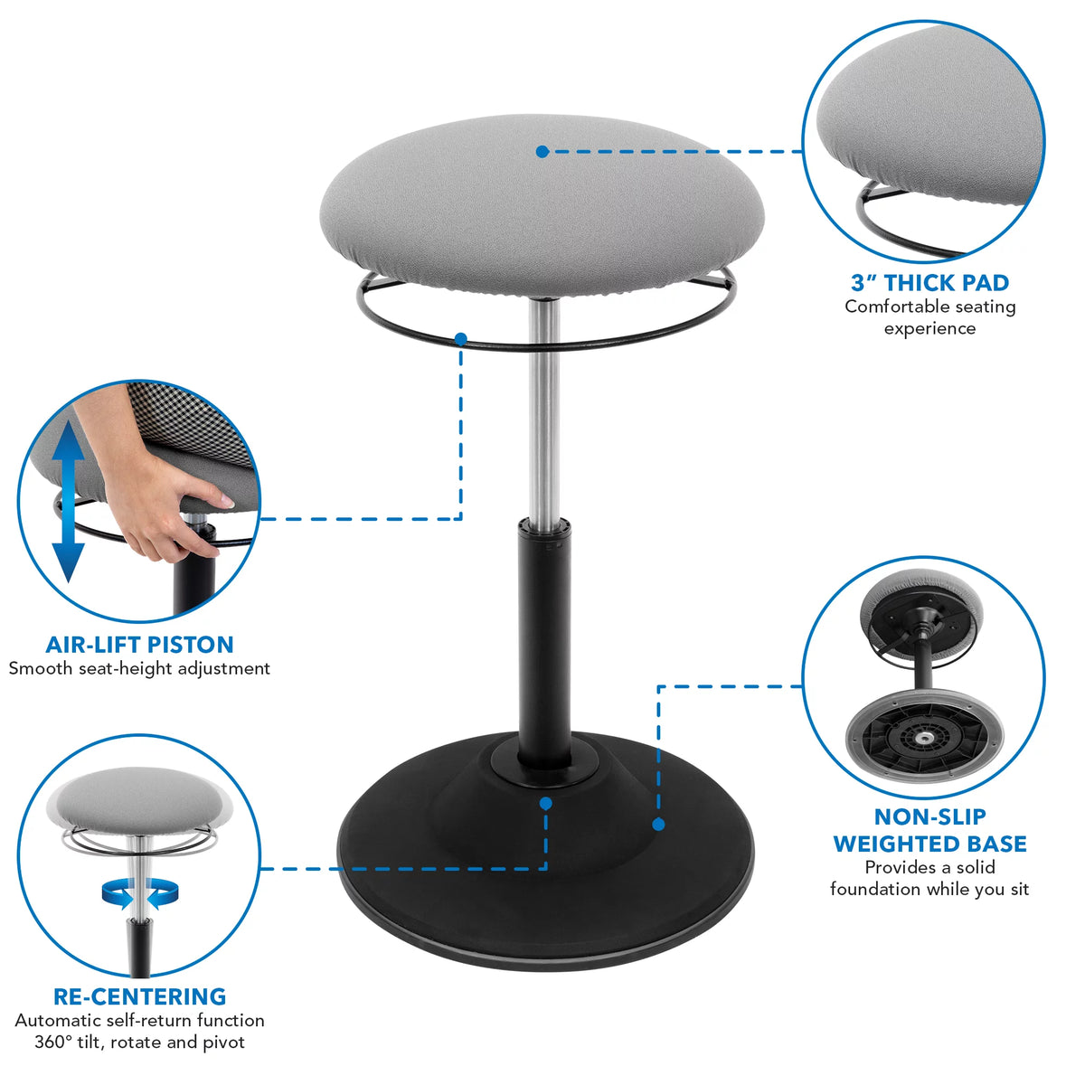 Height Adjustable Standing Desk Stool H19503