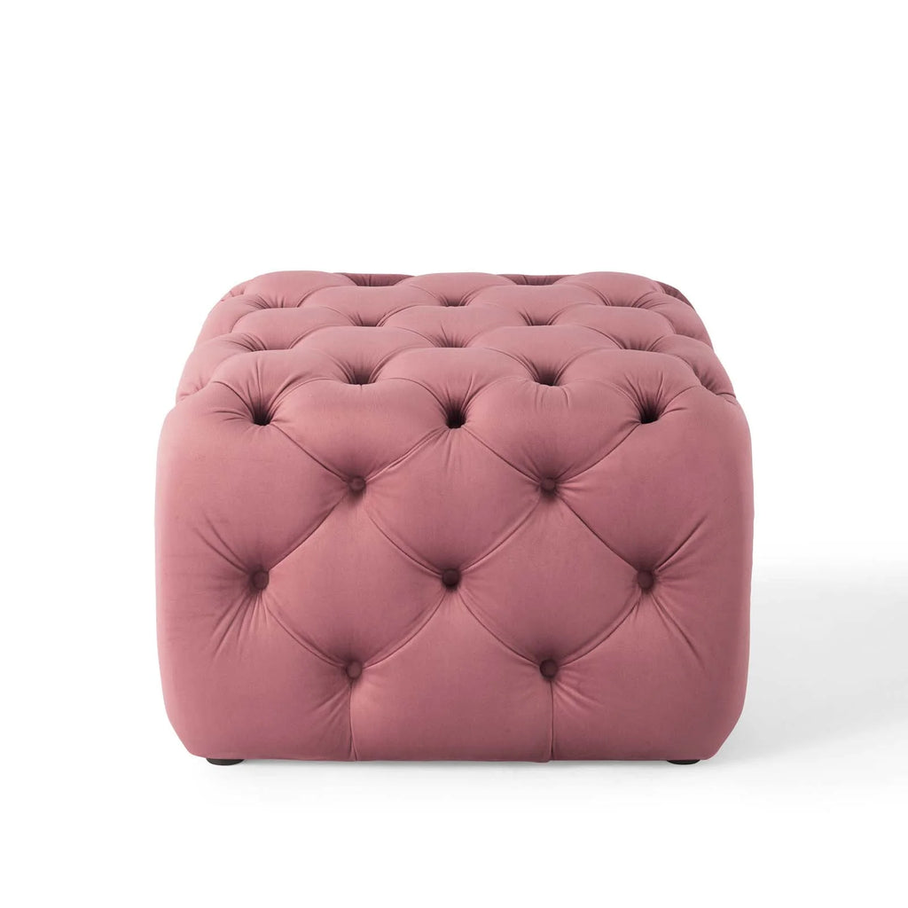 Tufted Button Square Performance Velvet Ottoman M94061