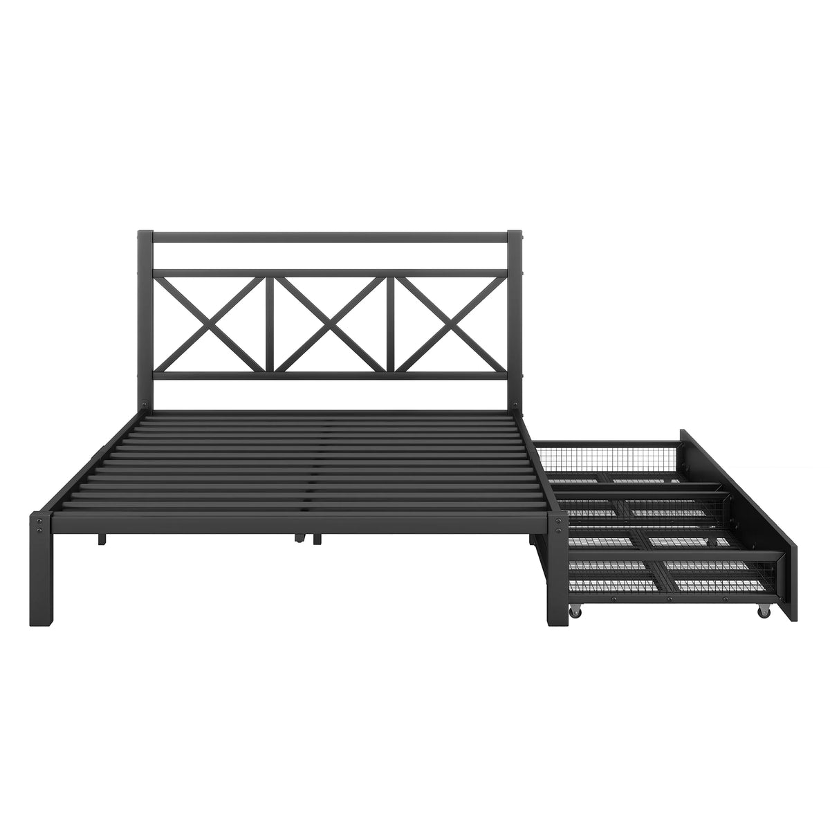 Metal Twin Size Platform Bed with Two Drawers O517578