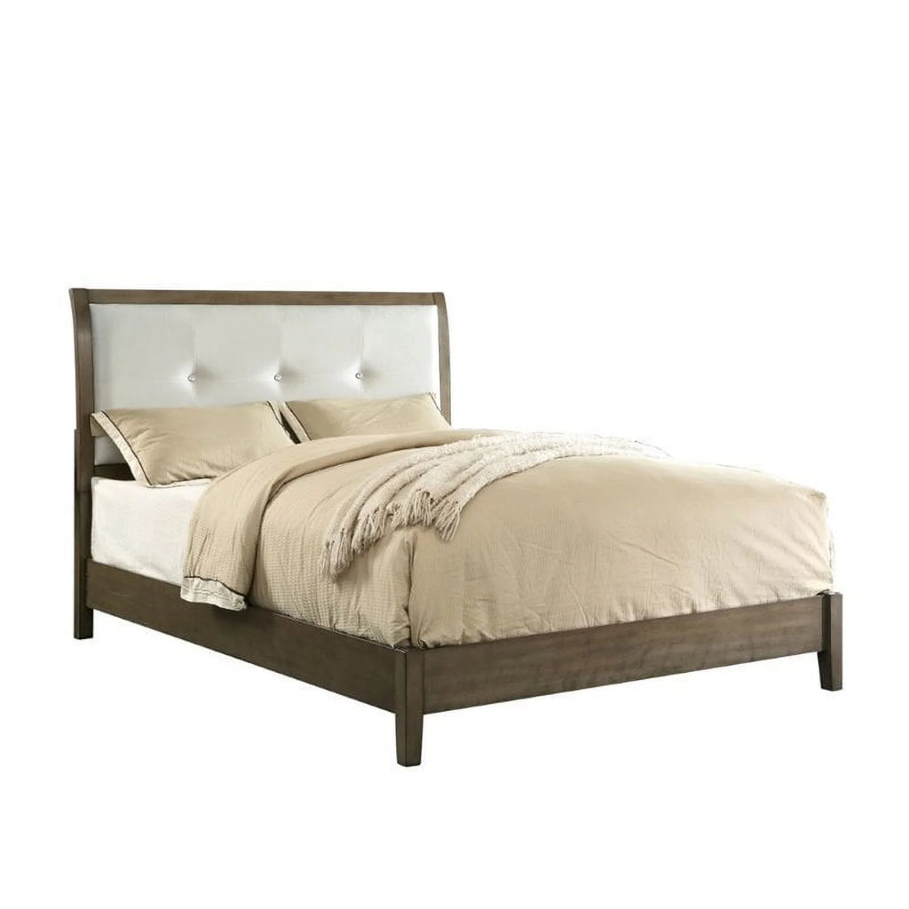 Solid Wood Tufted Full Bed in Gray C26708