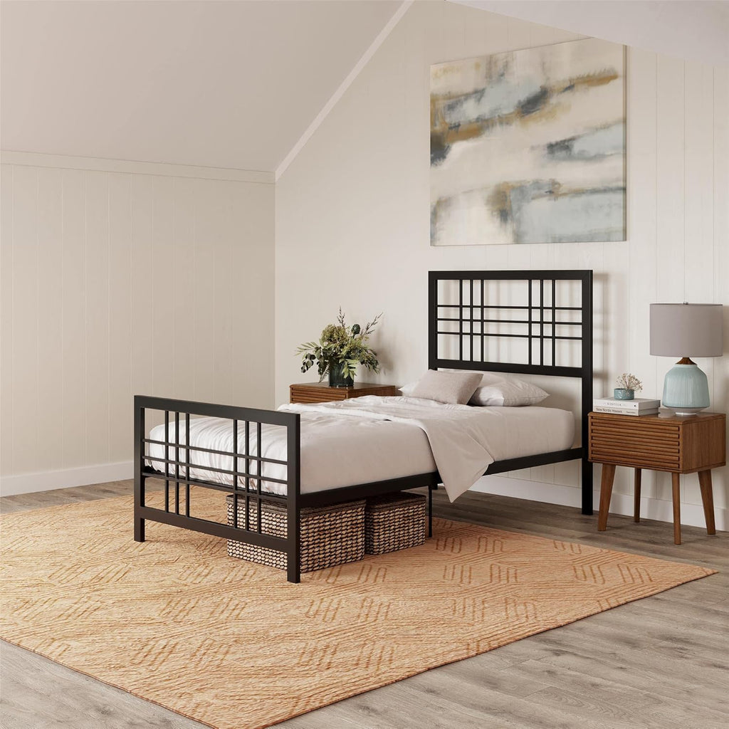 Twin Size Metal Bed Frame with Adjustable Storage P317
