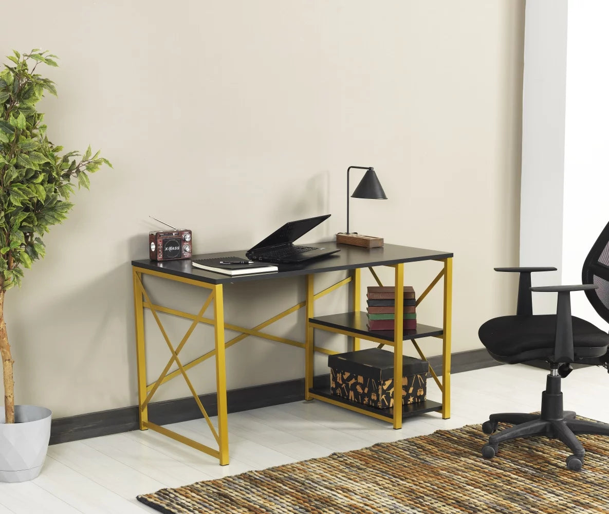 Black 47" Wooden Top Writing and Computer Desk A626017