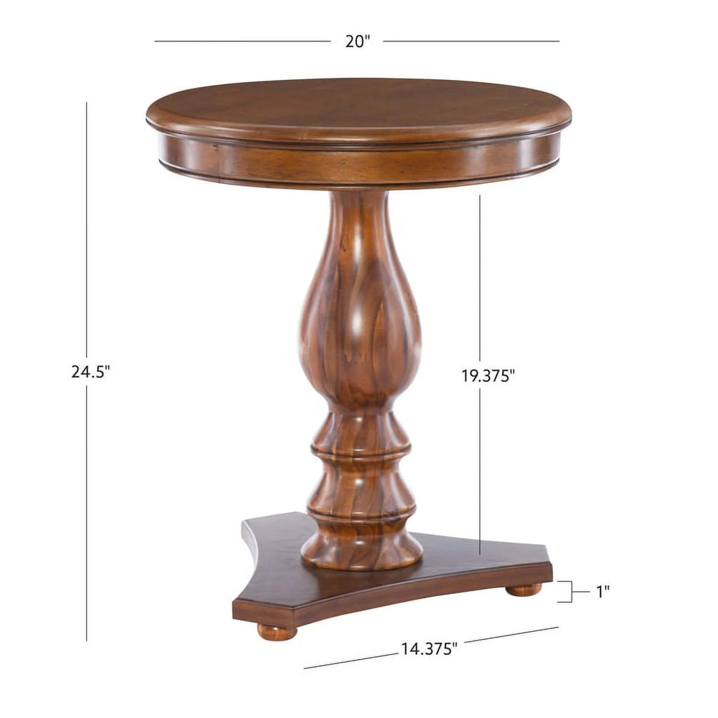 Round Wood Side Table with Pedestal Base V112