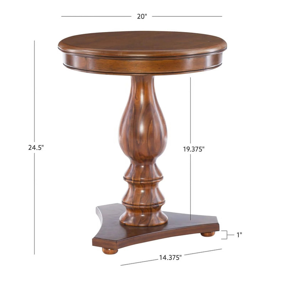 Round Wood Side Table with Pedestal Base V112
