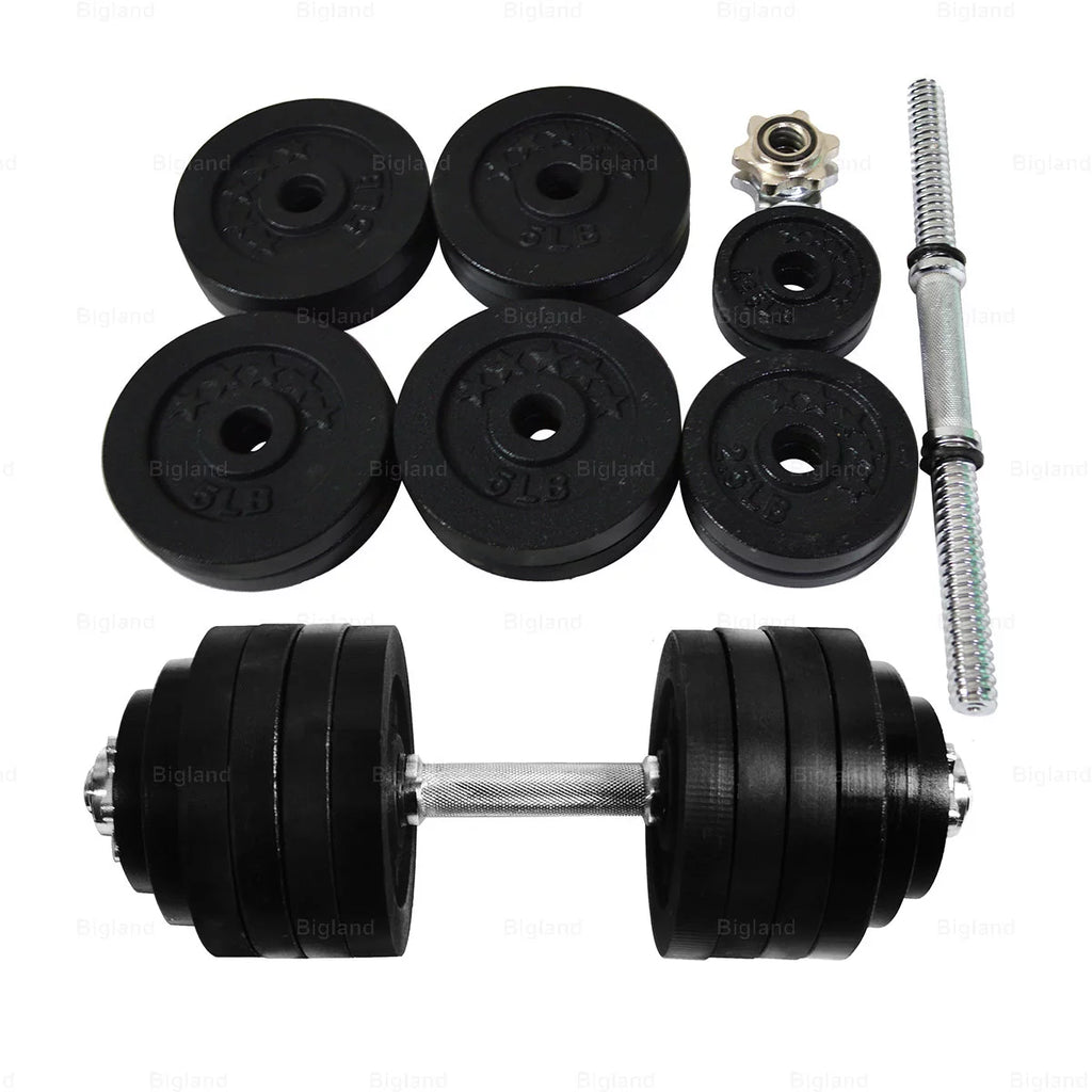 Adjustable Dumbbell Weight Set of 2 Black Cast Iron S3733