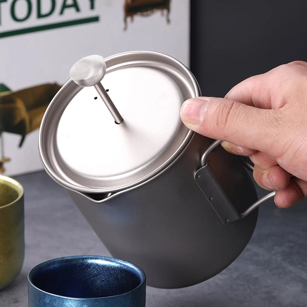 750ml Coffee Cup Mug French Press Pot with Folding Spoon Q840