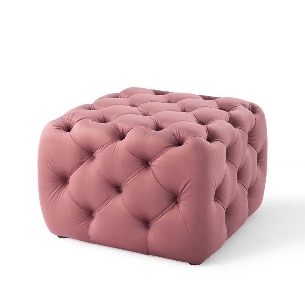 Tufted Button Square Performance Velvet Ottoman M94061