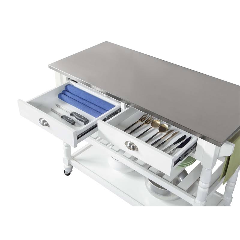 White Stainless Steel Top Kitchen Cart B854