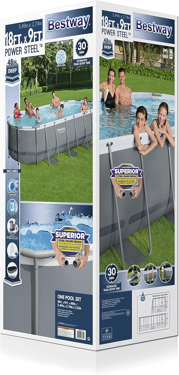 18' x 9' x 48 Oval Above Ground Swimming Pool Set S9136