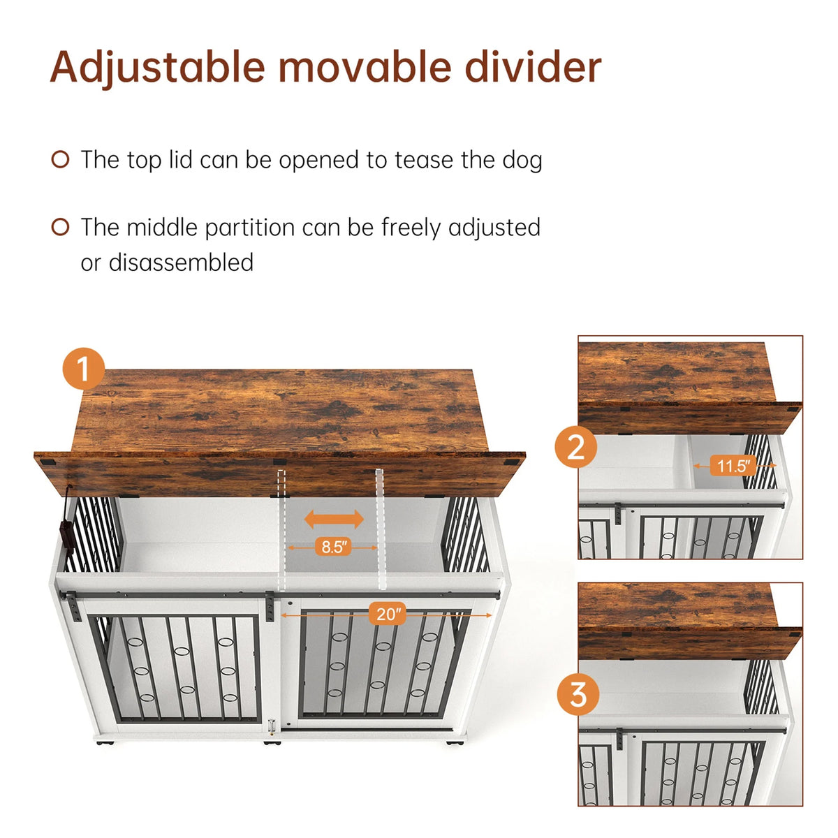 44" Wooden Dog Crate End Table with Wheels K514004