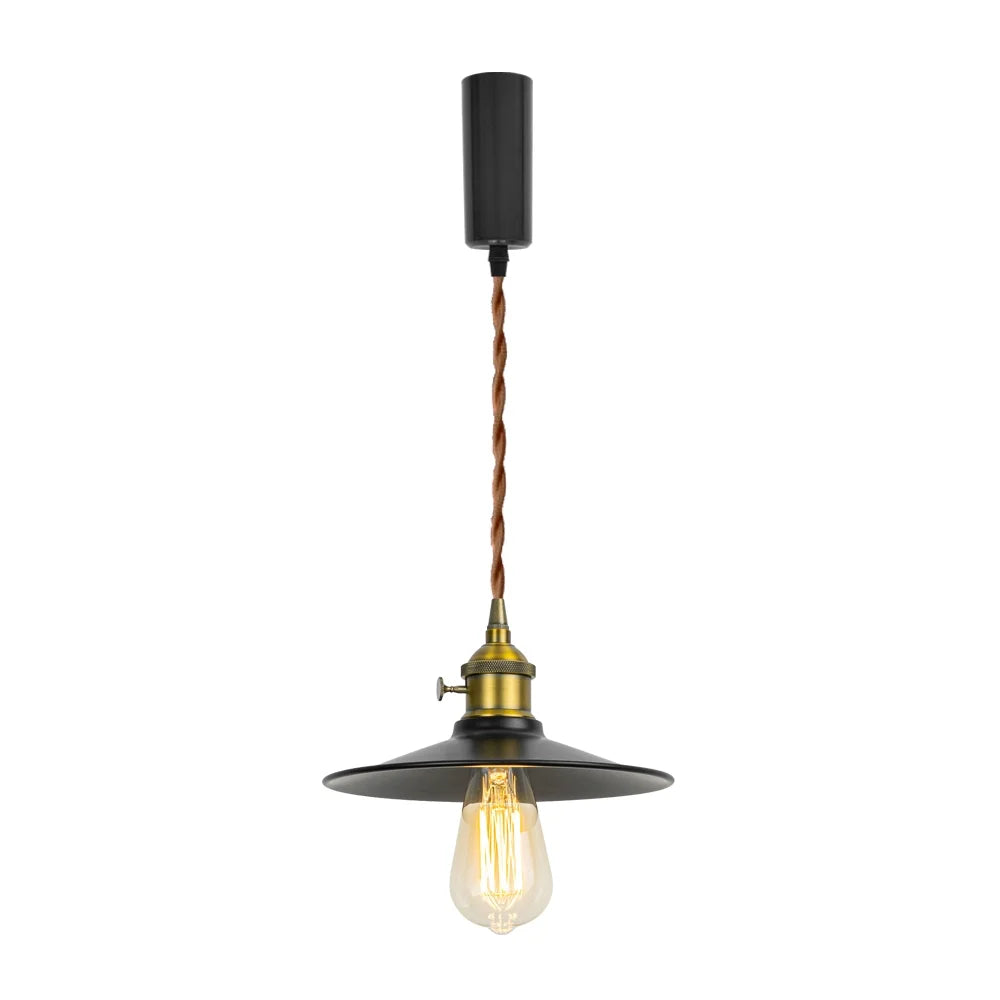 Retro Gold Track Pendant Light with Black Metal Shade N9038
