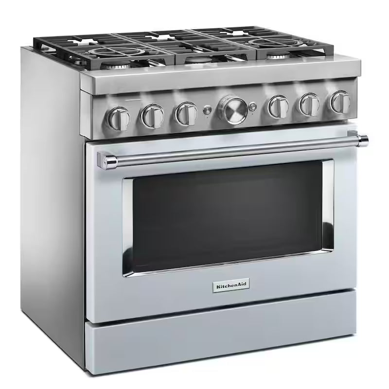 5.1 cu. ft. Dual Fuel Smart Range with 6-Burners in Misty Blue O912