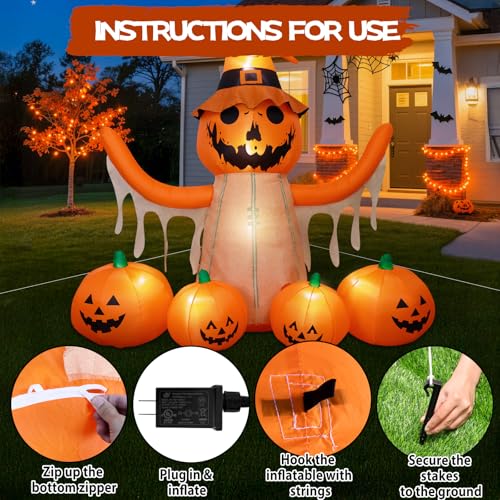 8FT LED Pumpkin Inflatable Halloween Decoration K677835