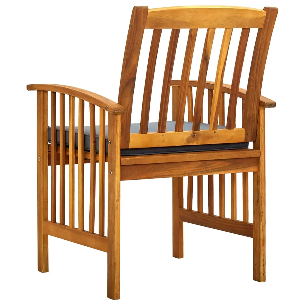 2 pcs Acacia Wood Patio Dining Chairs with Cushions Y662