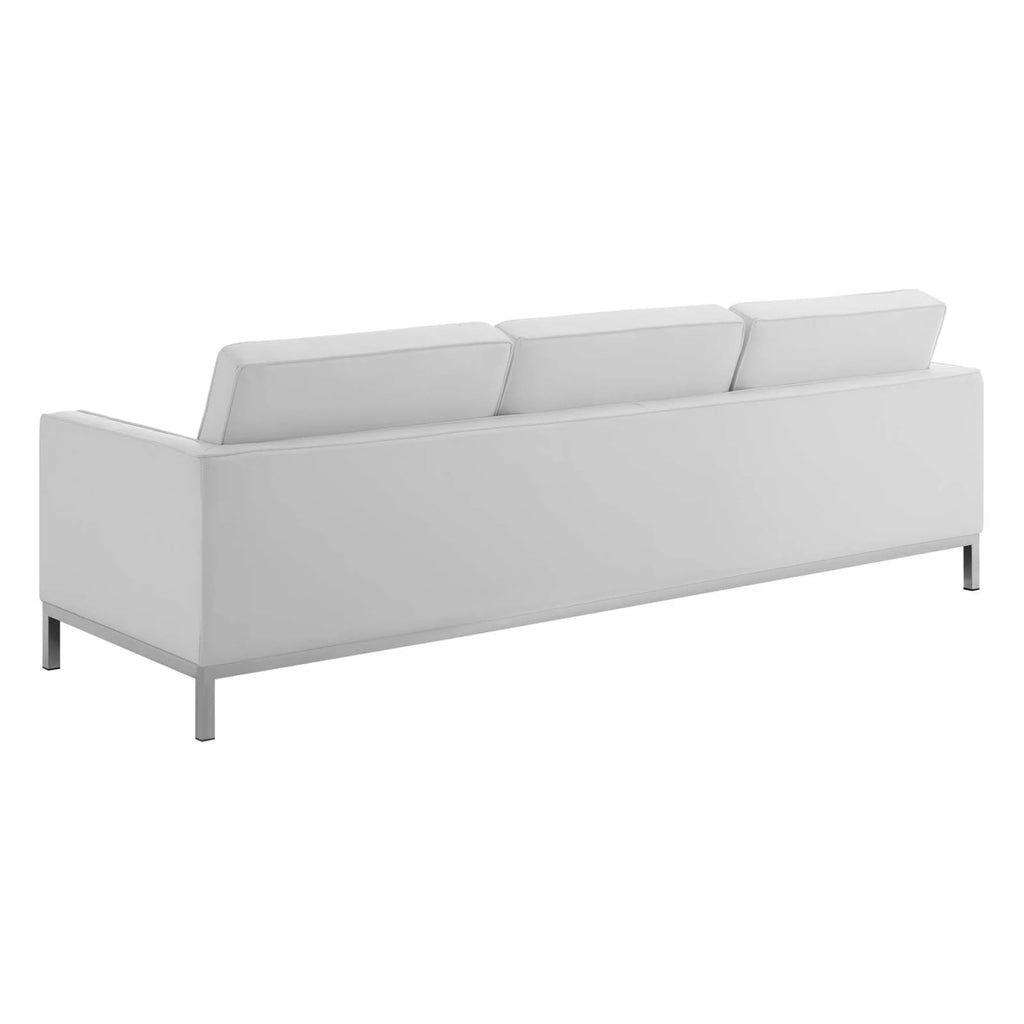 White Tufted Faux Leather Sofa Set F508125