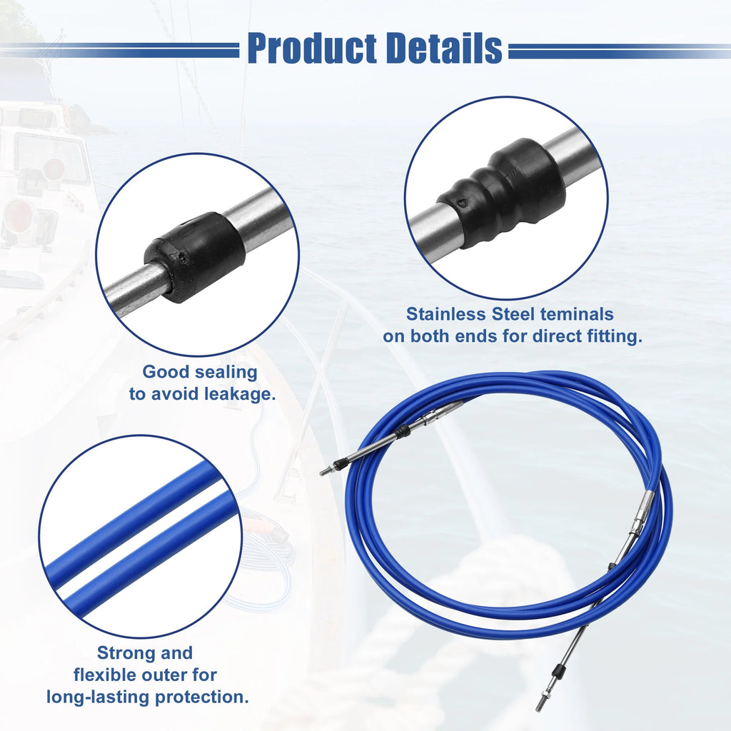 14ft 4.3 Meter Marine Throttle Shift Remote Control Box Cable for Outboard Engine Boat C466231