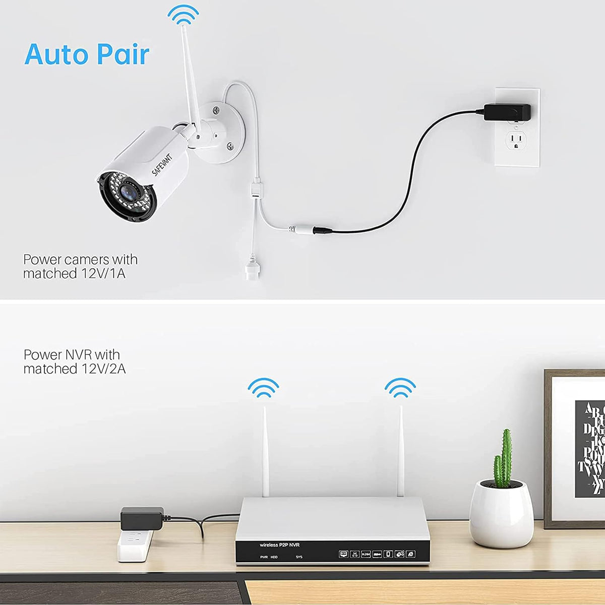 8 Channel 2TB NVR Security Camera System with 4PCS IP WiFi Cameras O6706