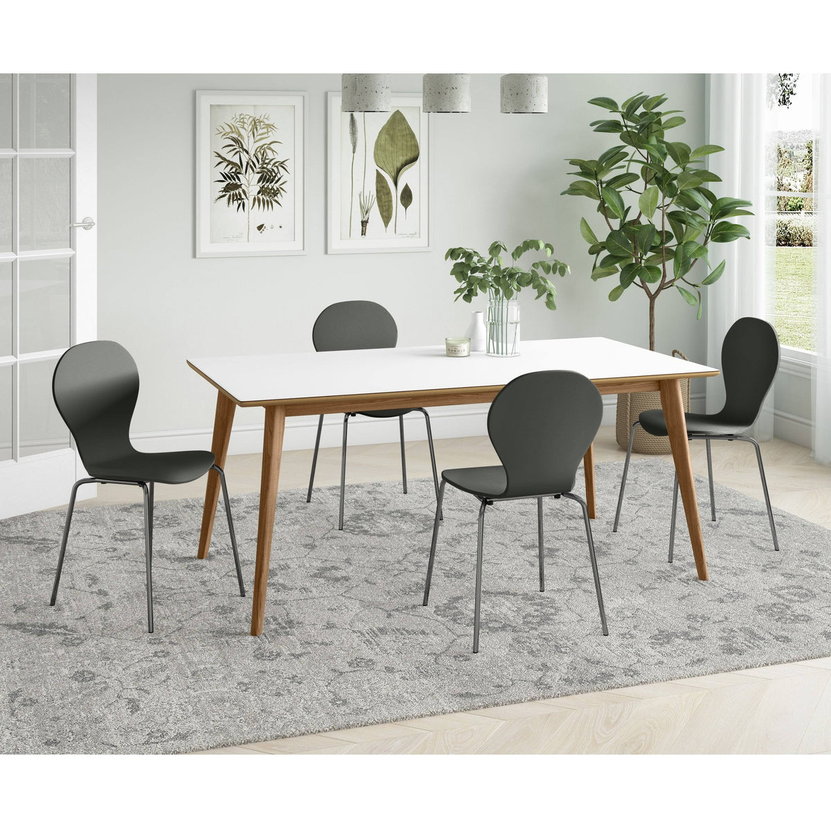 Black Mid Century Modern Dining Chair Set of 4 S22674