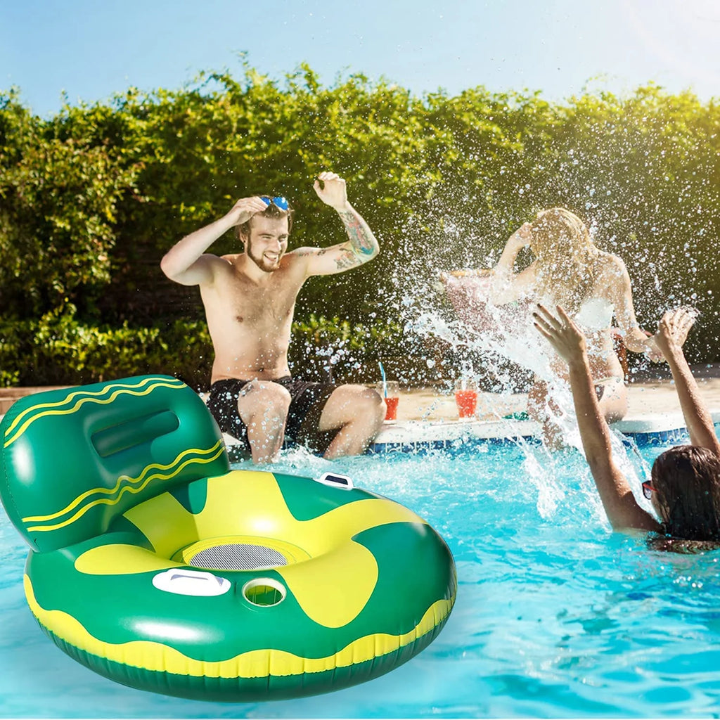 Green/Yellow Inflatable Swimming Pool Float Lounge Chair N87132