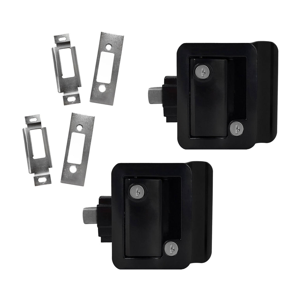 2 Black RV Entry Door Lock Latch Handle P8535