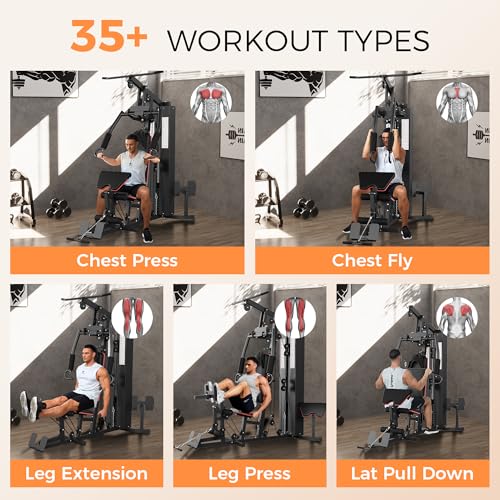 150LBS Weight Stack Home Gym Equipment with Pulley System O376903