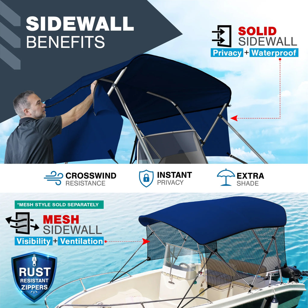 Navy Blue 3-Bow Bimini Top for Boats with Storage Boot Y2291