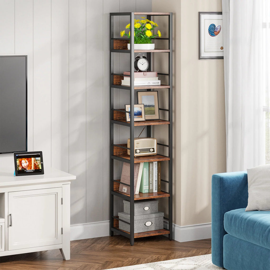 75" Tall Narrow 6 Tier Corner Bookshelf Y886753