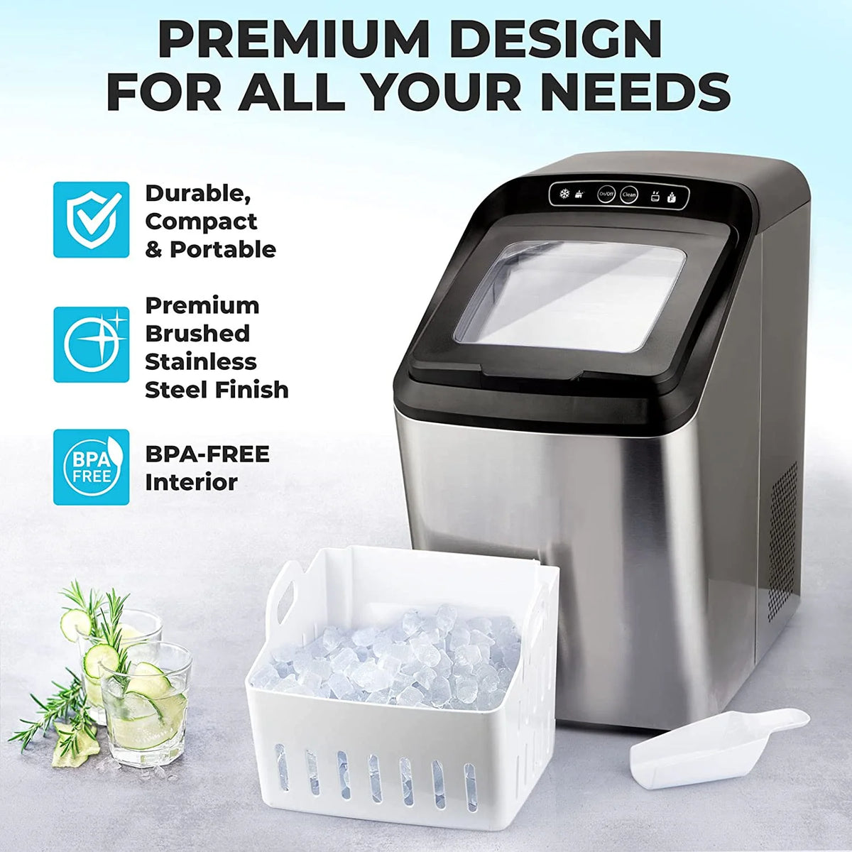 Countertop Stainless Steel Nugget Ice Maker F90679