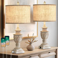 Set of 2 26" Rustic Resin Table Lamps with USB A/C Ports M3135