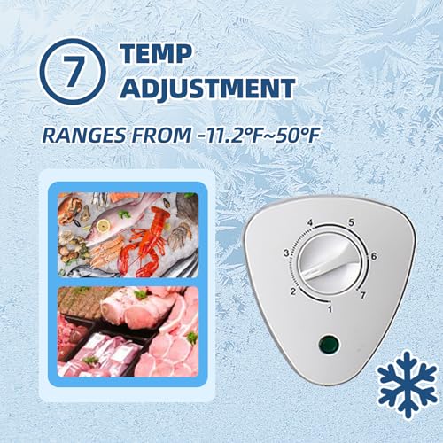 Compact Chest Freezer with Adjustable Thermostat and Storage Basket M59480