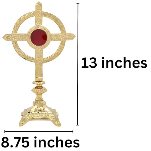 Brass Embossed Celtic Cross Reliquary, 13 x 8.75 Inches L431