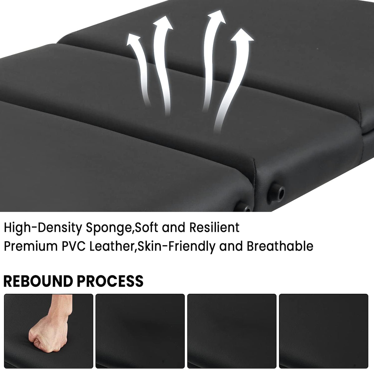 Black 3 Fold Portable Massage Bed with Carrying Case W611