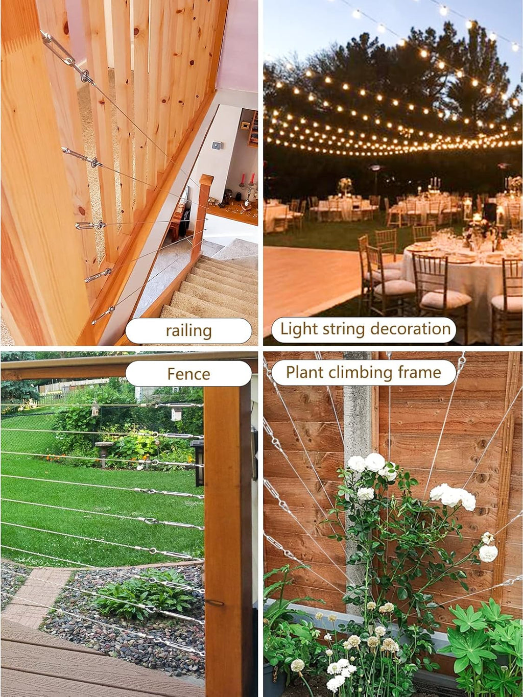 Stainless Steel 1/8 Cable Railing Kit with 100ft Wire Rope and Turnbuckles, Pack of 2 Q1355