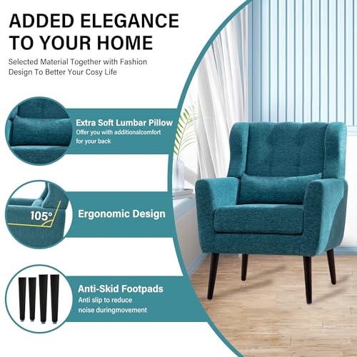 Dark Blue Chenille Fabric Accent Chair Set of 2 N292